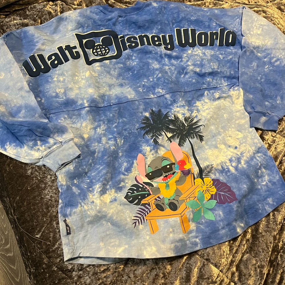 Disney World Blue Tie-Dye Stitch Spirit Jersey Sweatshirt